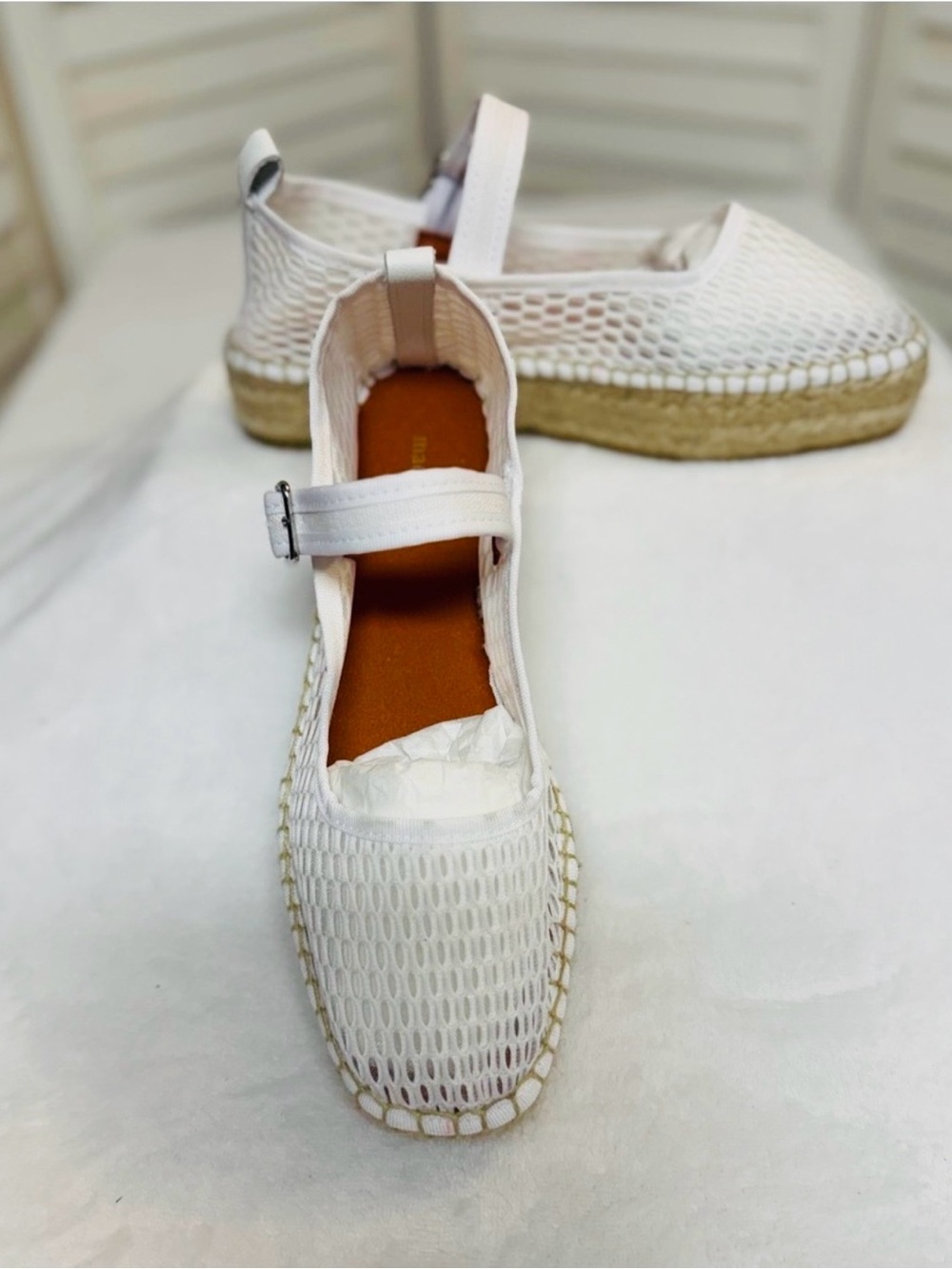 NWT Anthropologie Maeve Espadrille Mary Jane Flats Sz US 6-6.5/UK 37 COMFY LIGHT